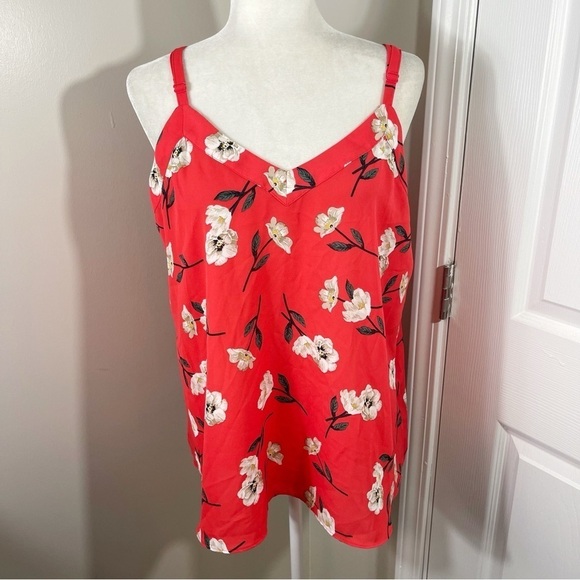 TORRID Sophie Coral & White Floral Georgette Swing Sleeveless Tank Blouse - 00 - Picture 2 of 8